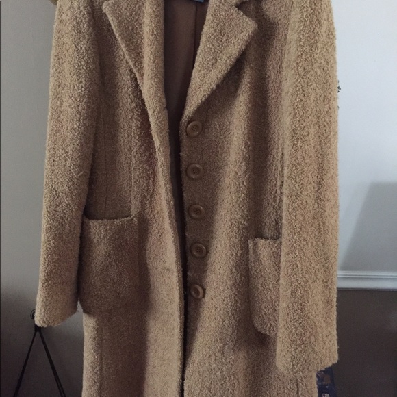 Nine West Long Camel Colored Boucle Coat - Picture 2 of 8